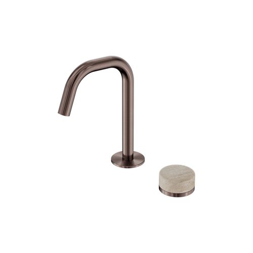 Serenity Basin Mixer Edge Spout Rome Travertine Handle Brushed Bronze