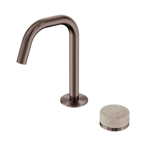 Serenity Basin Mixer Edge Spout Rome Travertine Handle Brushed Bronze
