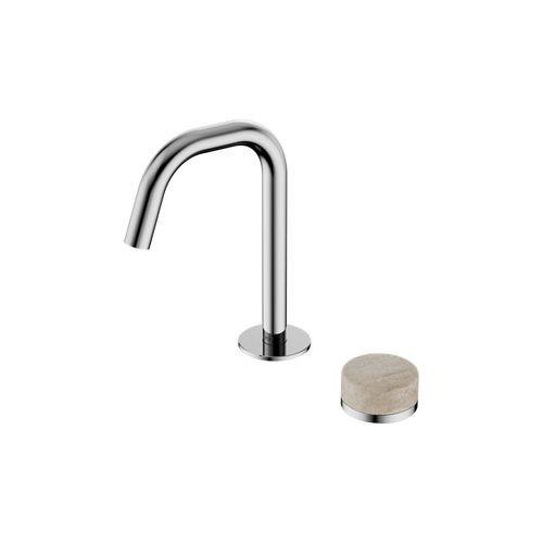 Serenity Basin Mixer Edge Spout Rome Travertine Handle Chrome