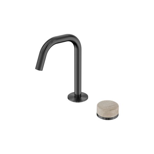 Serenity Basin Mixer Edge Spout Rome Travertine Handle Gun Metal