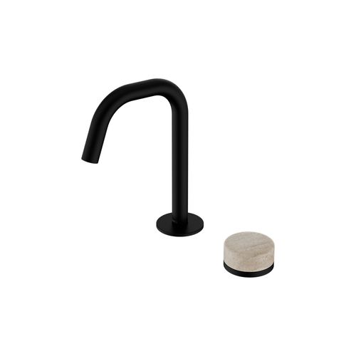Serenity Basin Mixer Edge Spout Rome Travertine Handle Matte Black