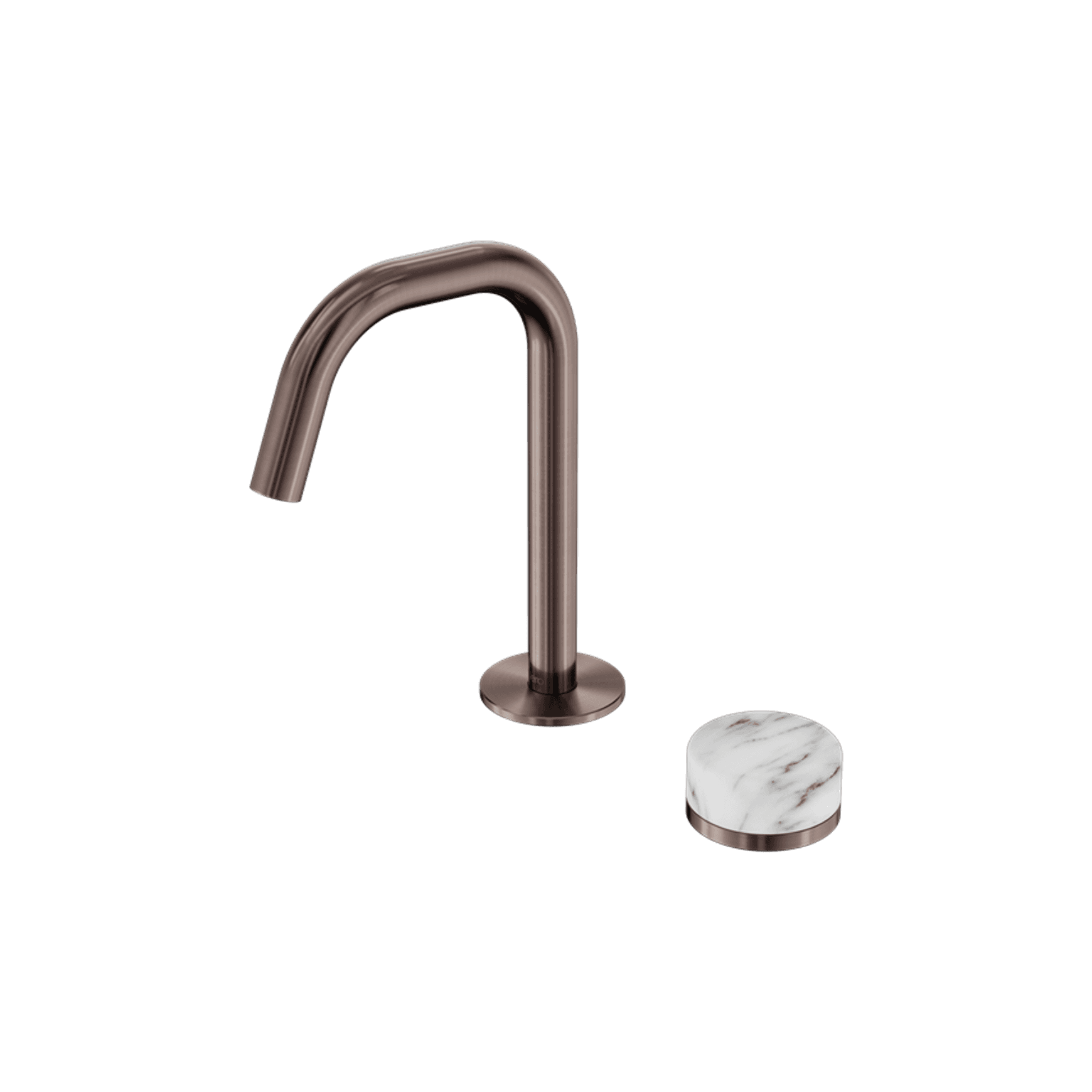Serenity Basin Mixer Edge Spout Arabescato Corchia Handle Brushed Bronze