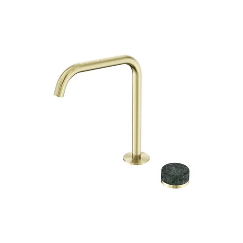 Serenity Bath/Kitchen Mixer Edge Spout Verde Alpi Handle Brushed Gold