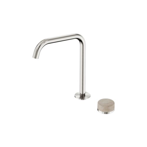 Serenity Bath/Kitchen Mixer Edge Spout Rome Travertine Handle Brushed Nickel