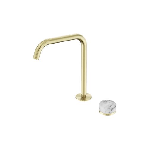 Serenity Bath/Kitchen Mixer Edge Spout Arabescato Corchia Handle Brushed Gold