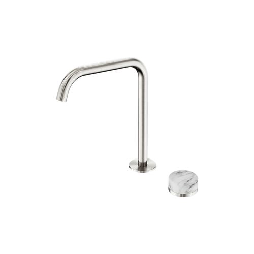 Serenity Bath/Kitchen Mixer Edge Spout Arabescato Corchia Handle Brushed Nickel