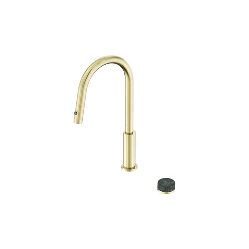 Serenity pull out kitchen Set Verde Alpi Handle Brushed Gold