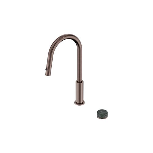 Serenity pull out kitchen Set Verde Alpi Handle Brushed Bronze