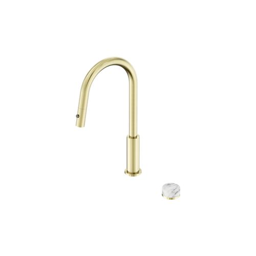 Serenity pull out kitchen Set Arabescato Corchia Handle Brushed Gold