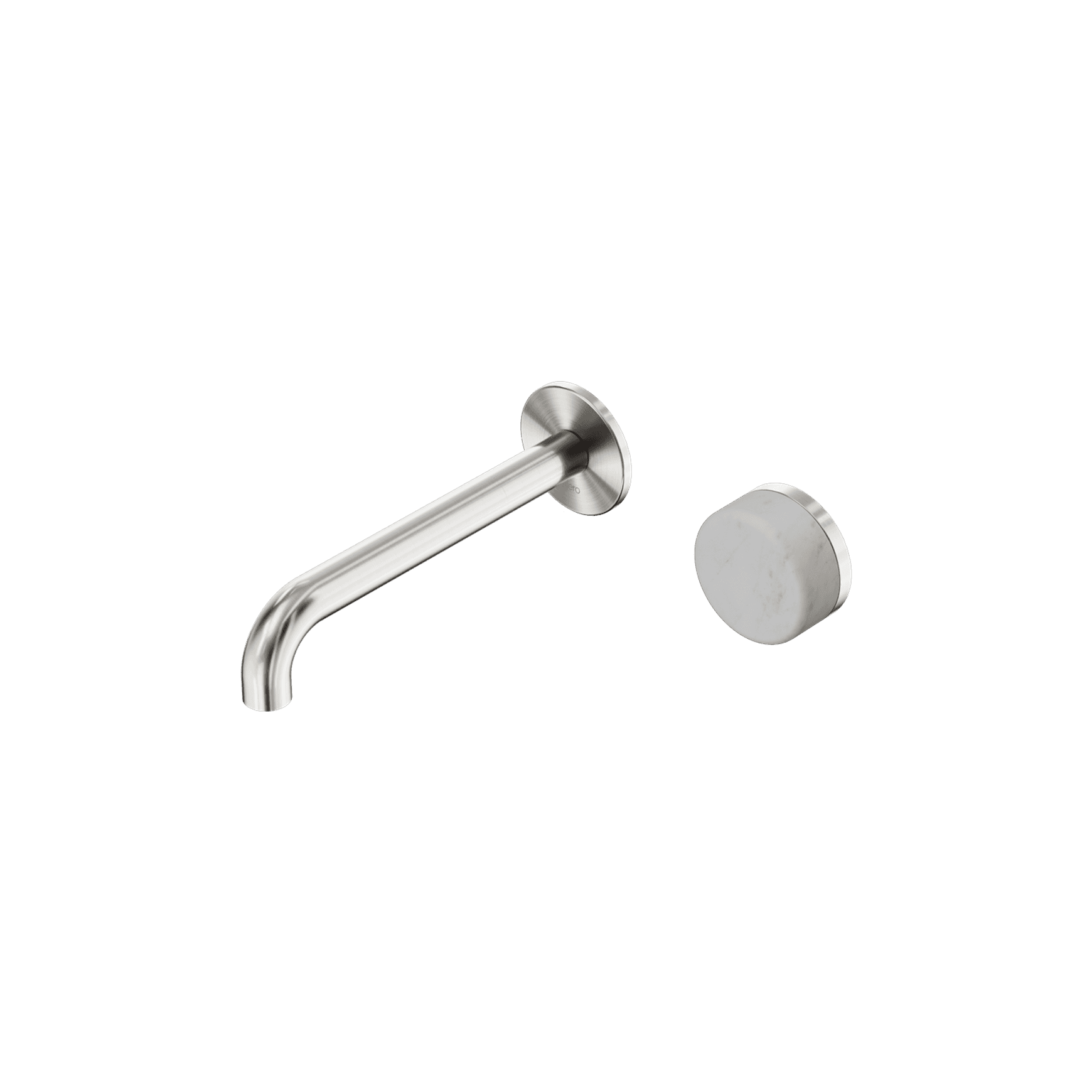 Serenity Wall Basin Mixer 220mm Spout Carrara Handle Brushed Nickel