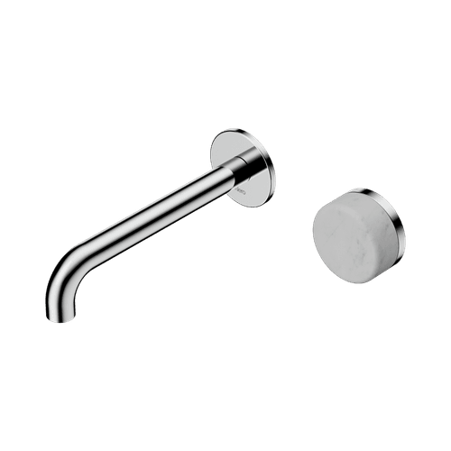 Serenity Wall Basin Mixer 185mm Spout Carrara Handle Chrome