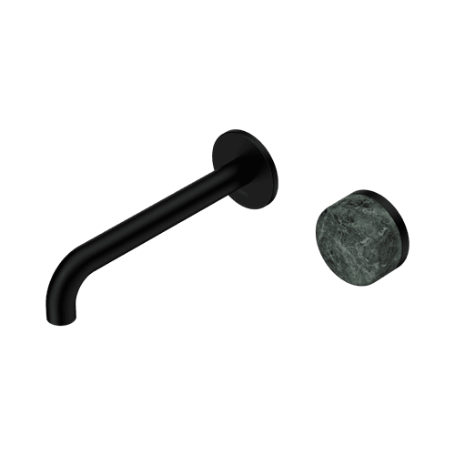 Serenity Wall Basin Mixer 220mm Spout Verde Alpi Handle Matte Black