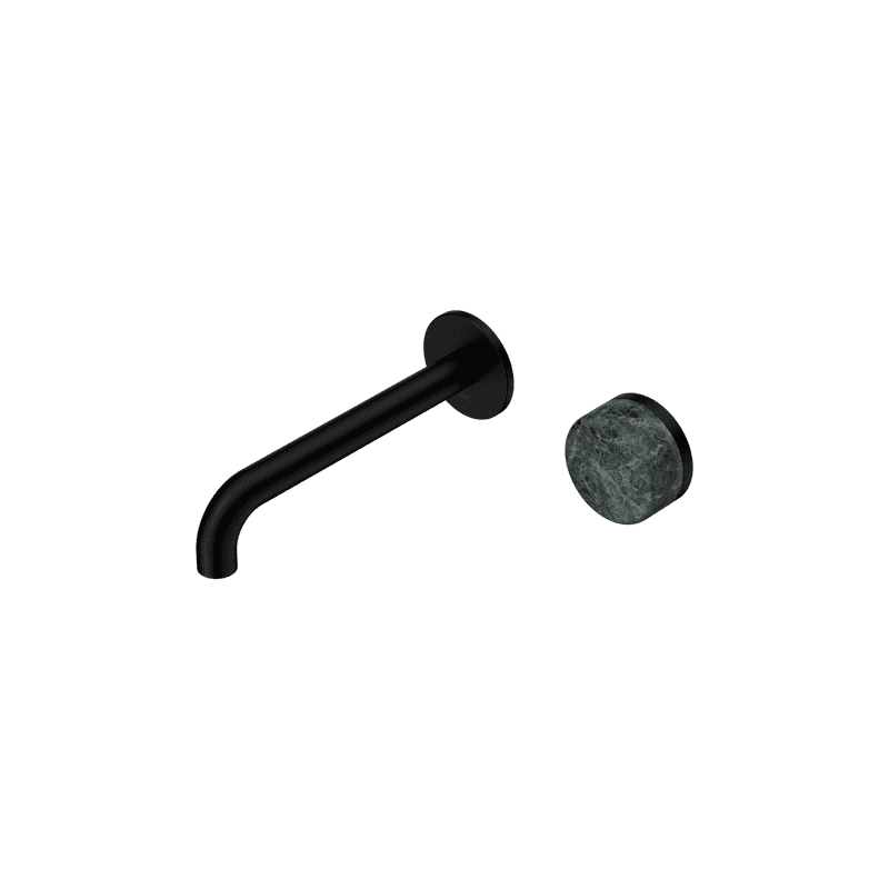 Serenity Wall Basin Mixer 220mm Spout Verde Alpi Handle Matte Black