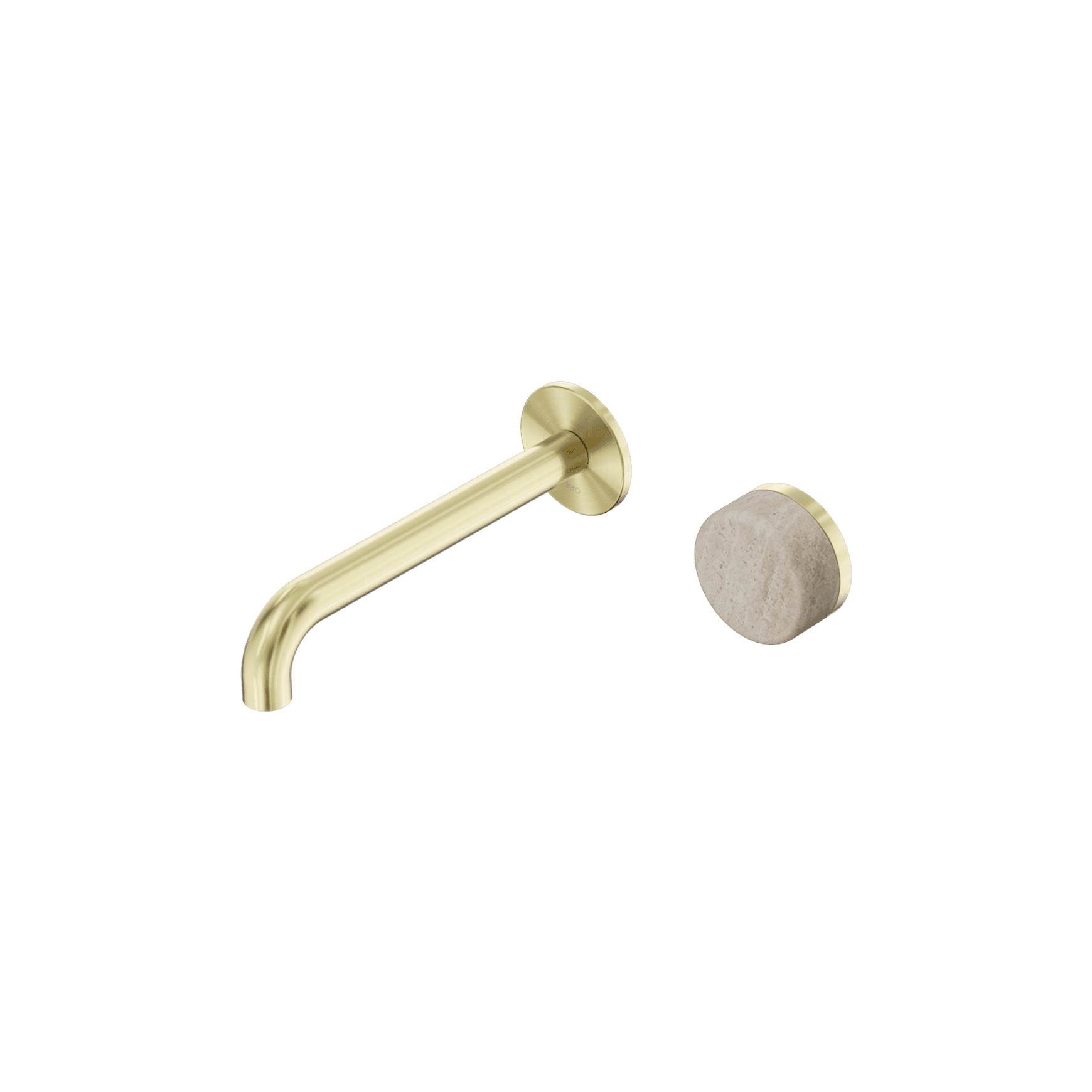 Serenity Wall Basin Mixer 220mm Spout Rome Travertine Handle Brushed Gold