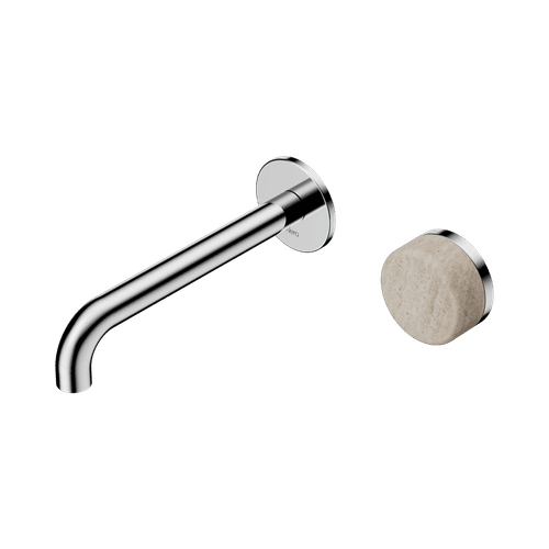 Serenity Wall Basin Mixer 220mm Spout Rome Travertine Handle Chrome