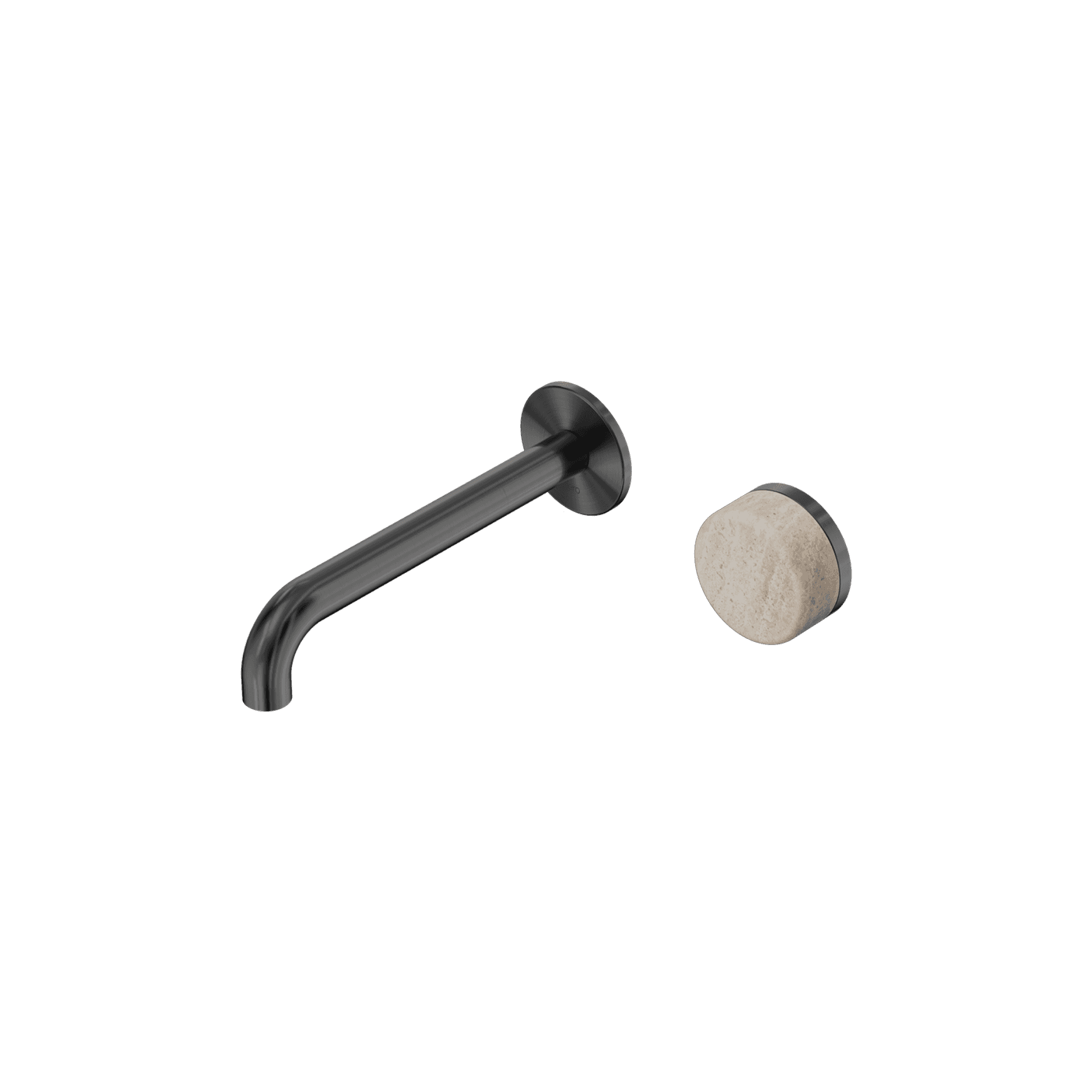 Serenity Wall Basin Mixer 220mm Spout Rome Travertine Handle Gun Metal