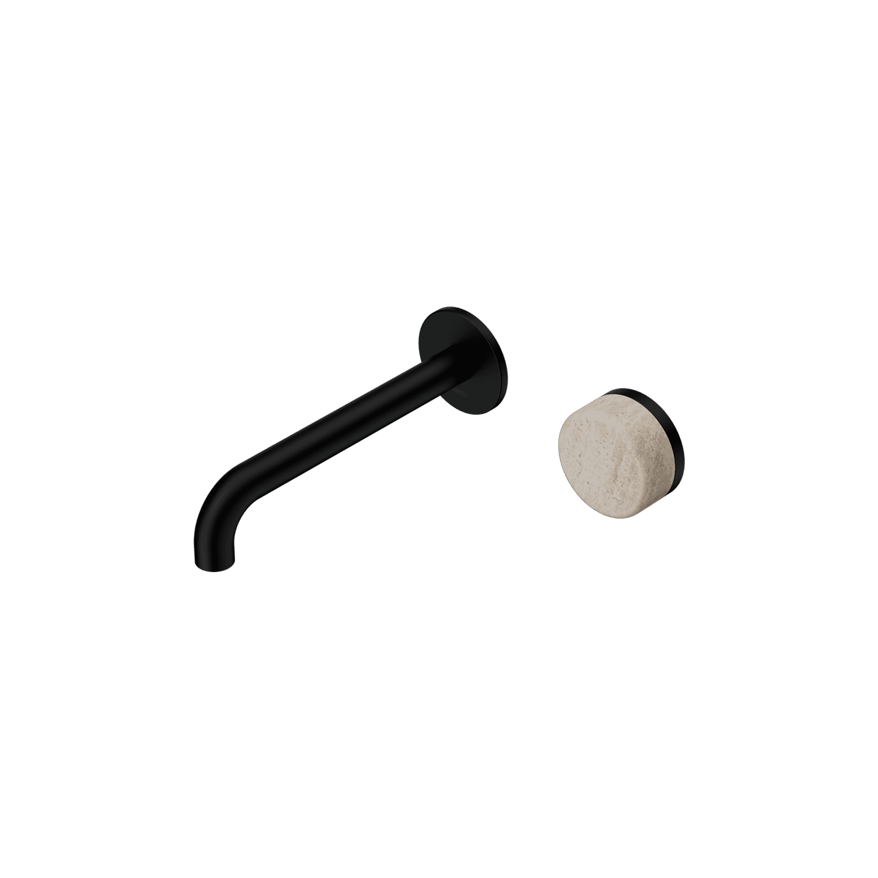 Serenity Wall Basin Mixer 185mm Spout Rome Travertine Handle Matte Black