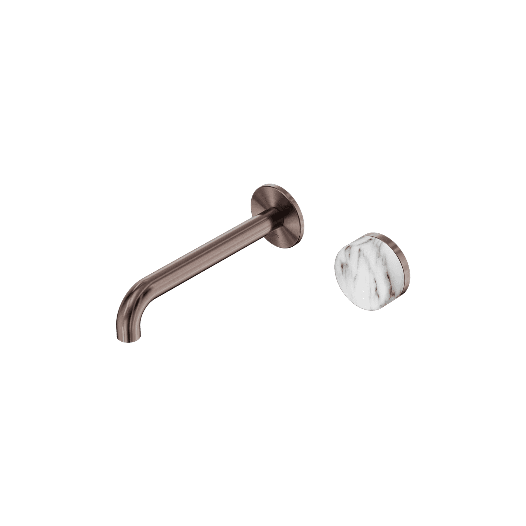 Serenity Wall Basin Mixer 185mm Spout Arabescato Corchia Handle Brushed Bronze