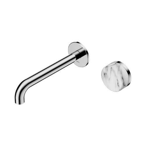 Serenity Wall Basin Mixer 160mm Spout Arabescato Corchia Handle Chrome