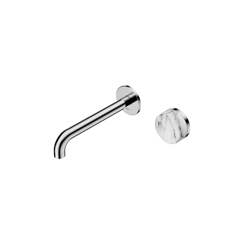 Serenity Wall Basin Mixer 185mm Spout Arabescato Corchia Handle Chrome