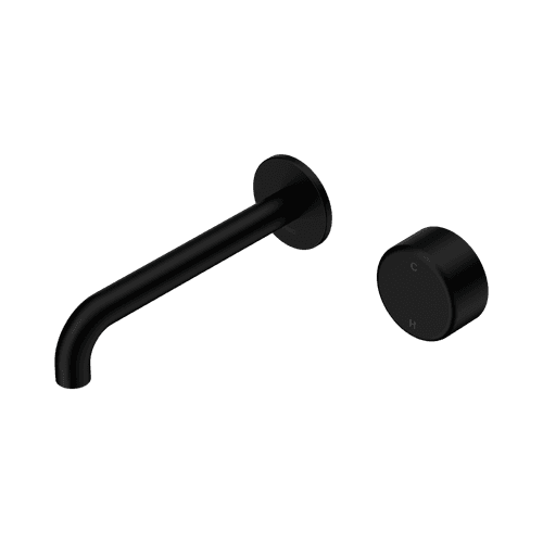 Serenity Wall Basin Mixer 185mm Spout Metal Handle Matte Black
