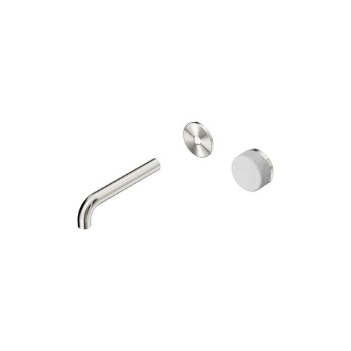 Serenity Wall Basin Mixer 160mm Spout Carrara Handle Brushed Nickel