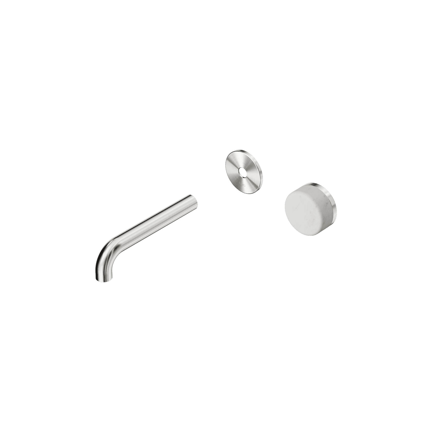 Serenity Wall Basin Mixer 160mm Spout Carrara Handle Brushed Nickel