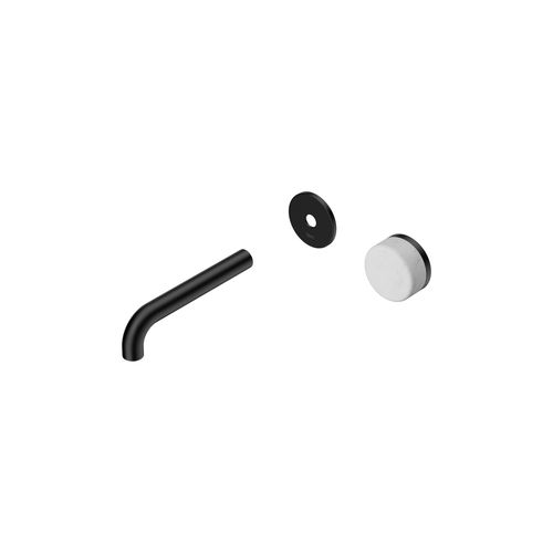 Serenity Wall Basin Mixer 160mm Spout Carrara Handle Matte Black