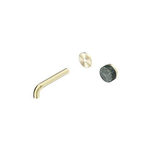 Serenity Wall Basin Mixer 160mm Spout Verde Alpi Handle Brushed Gold