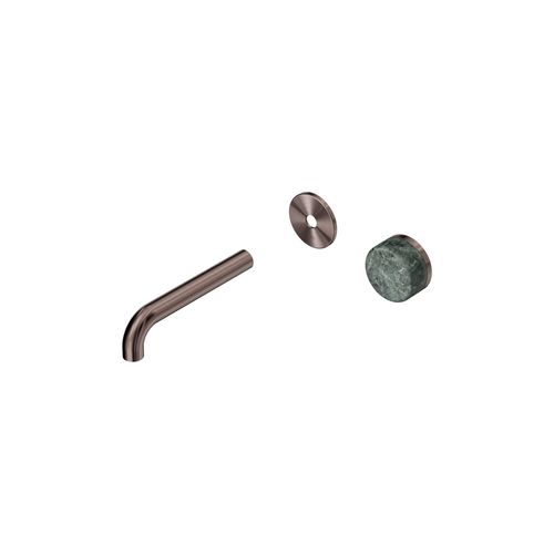 Serenity Wall Basin Mixer 160mm Spout Verde Alpi Handle Brushed Bronze