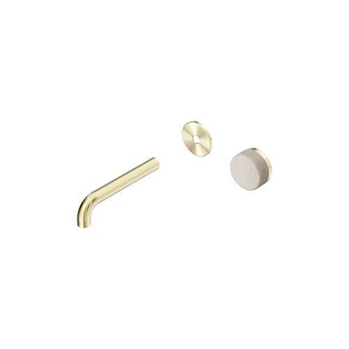 Serenity Wall Basin Mixer 160mm Spout Rome Travertine Handle Brushed Gold