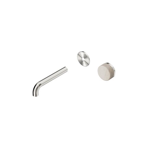 Serenity Wall Basin Mixer 160mm Spout Rome Travertine Handle Brushed Nickel
