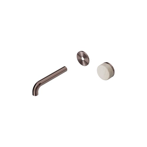 Serenity Wall Basin Mixer 160mm Spout Rome Travertine Handle Brushed Bronze