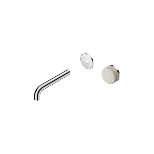Serenity Wall Basin Mixer 160mm Spout Rome Travertine Handle Chrome