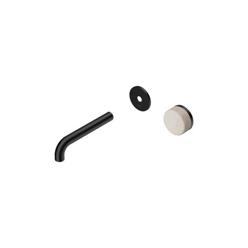Serenity Wall Basin Mixer 160mm Spout Rome Travertine Handle Matte Black
