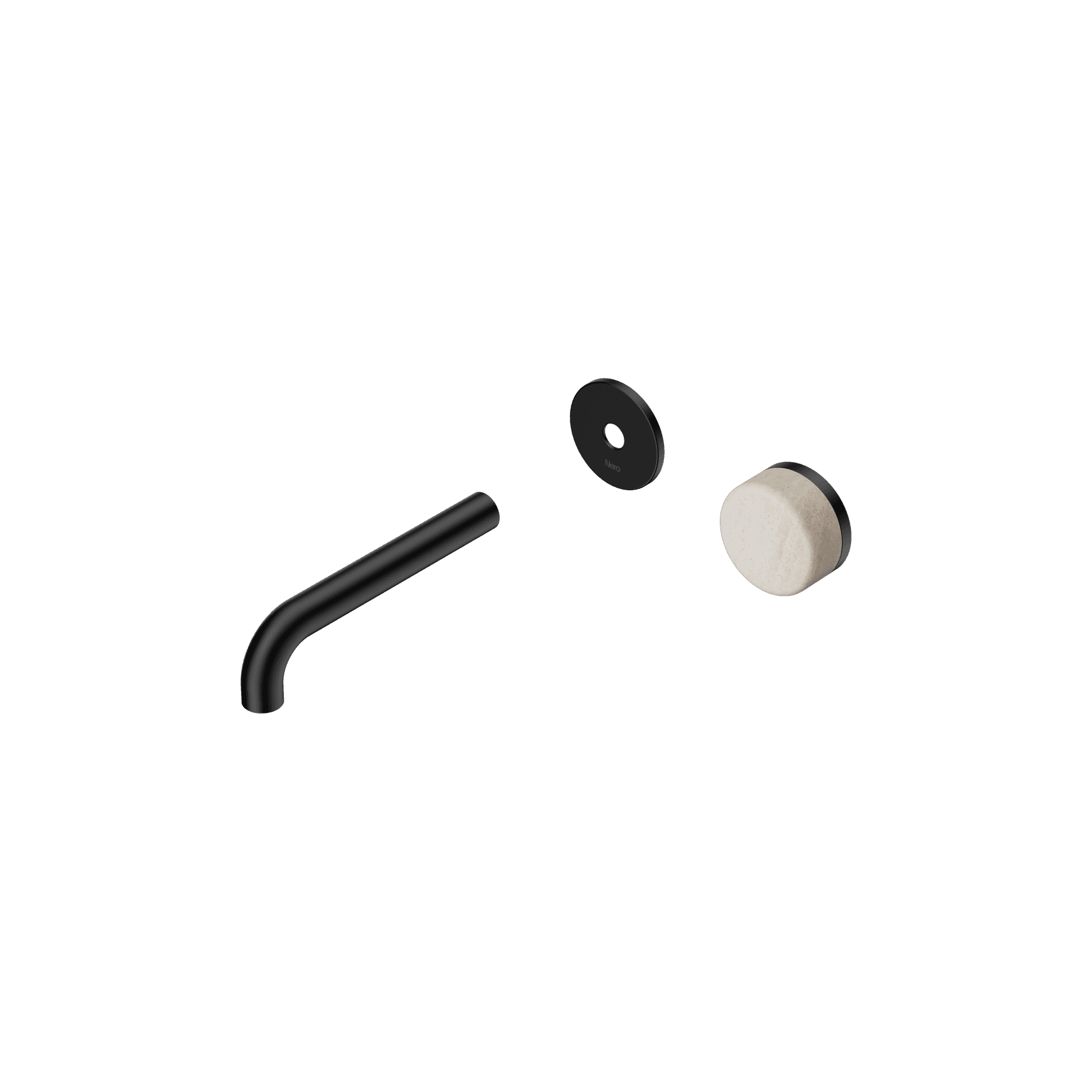 Serenity Wall Basin Mixer 160mm Spout Rome Travertine Handle Matte Black