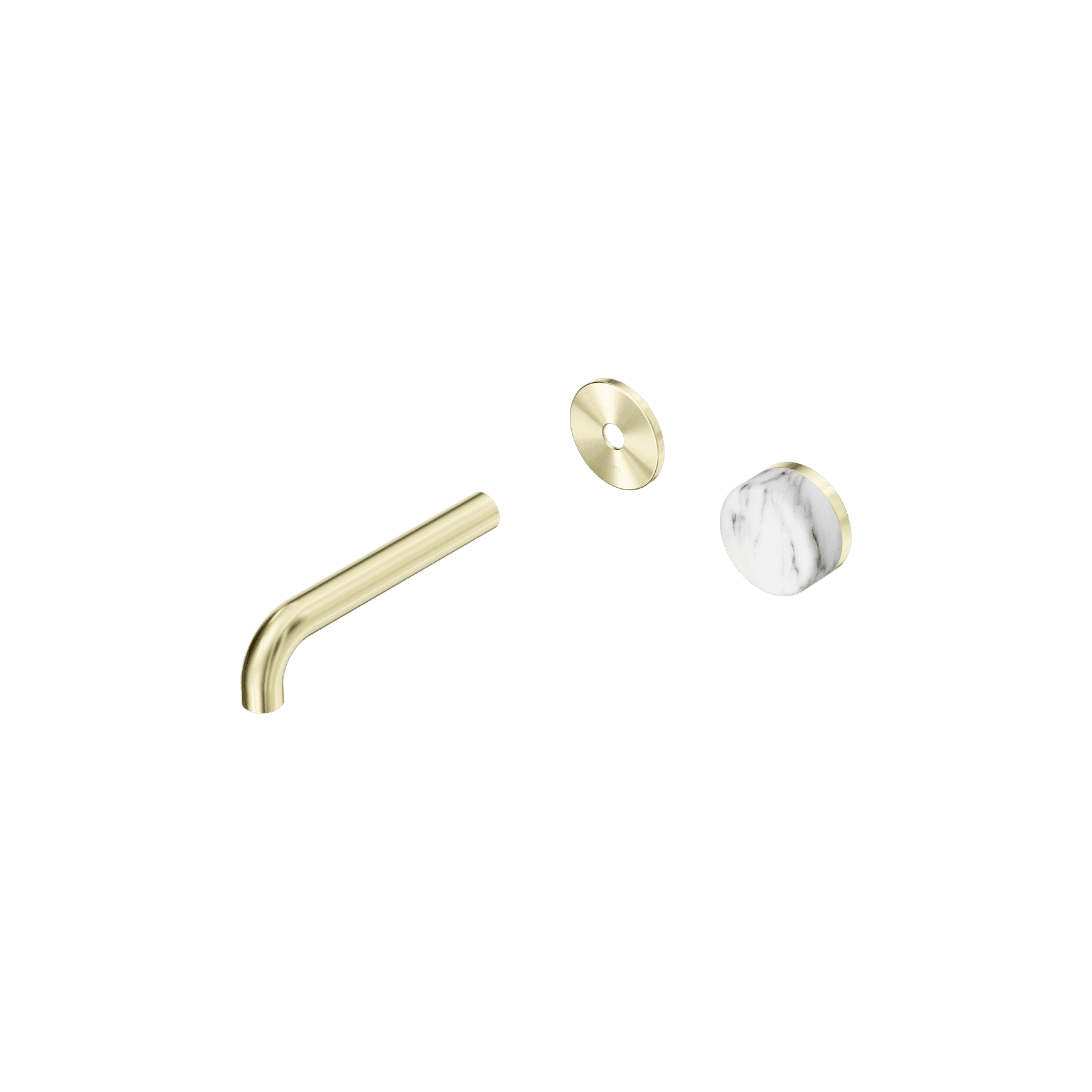 Serenity Wall Basin Mixer 160mm Spout Arabescato Corchia Handle Brushed Gold