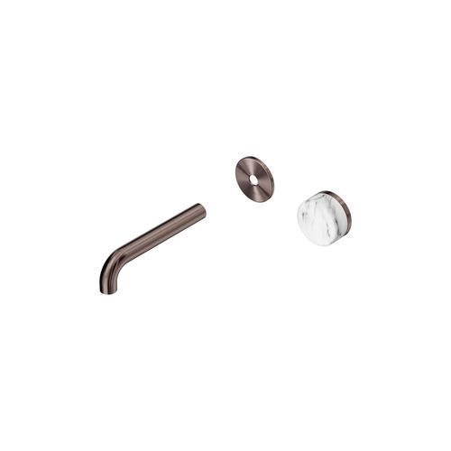 Serenity Wall Basin Mixer 160mm Spout Arabescato Corchia Handle Brushed Bronze