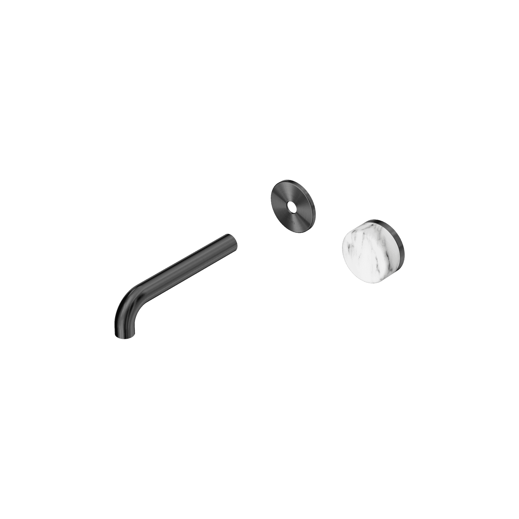 Serenity Wall Basin Mixer 160mm Spout Arabescato Corchia Handle Gun Metal
