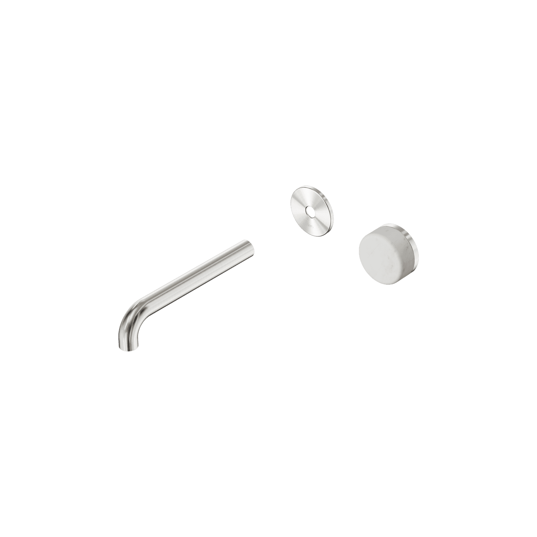 Serenity Wall Basin Mixer 185mm Spout Carrara Handle Brushed Nickel