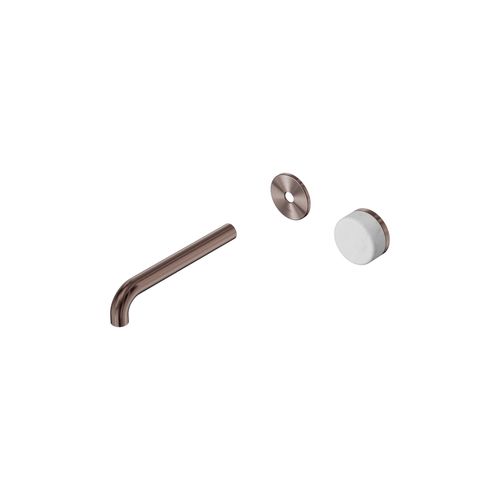 Serenity Wall Basin Mixer 185mm Spout Carrara Handle Brushed Bronze
