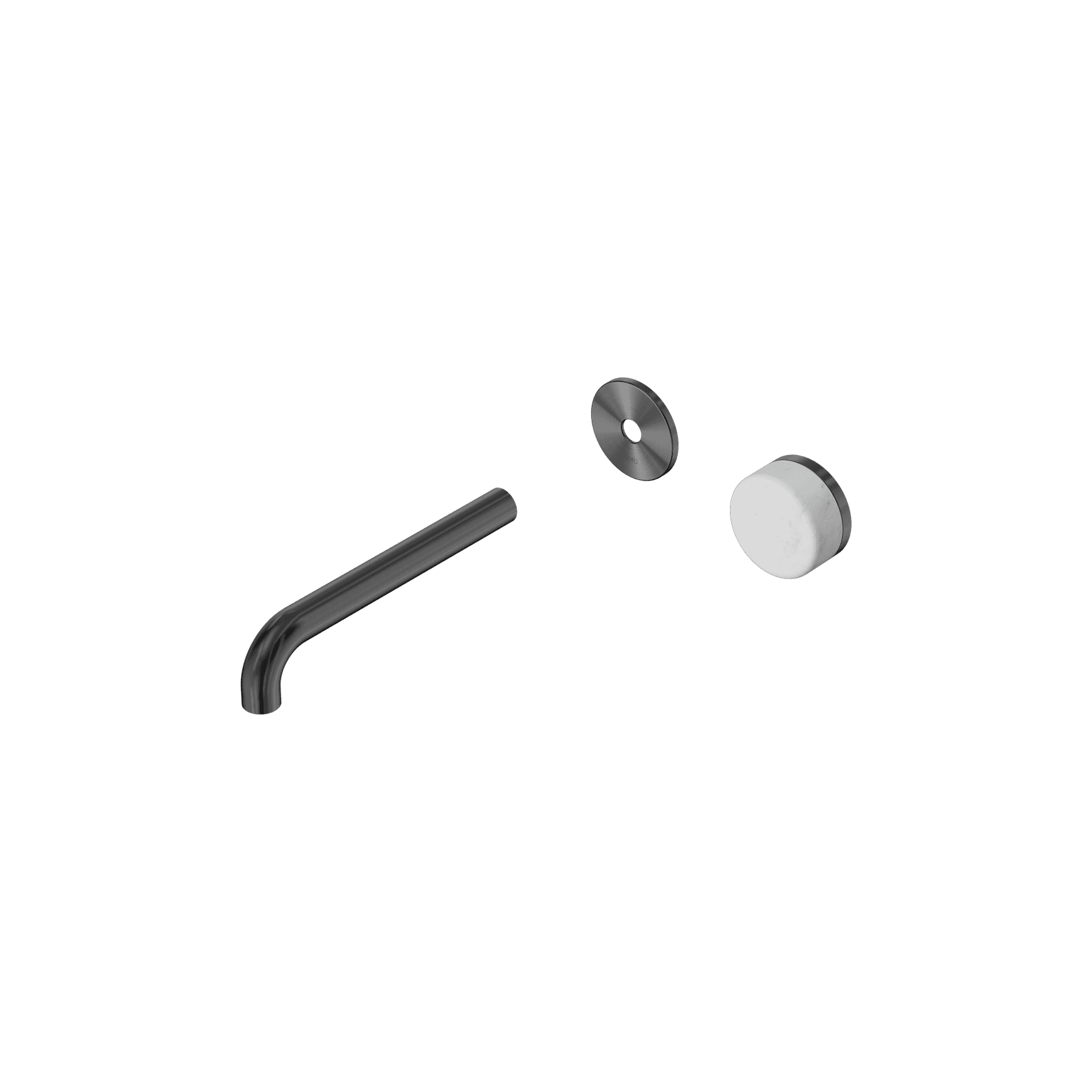 Serenity Wall Basin Mixer 185mm Spout Carrara Handle Gun Metal