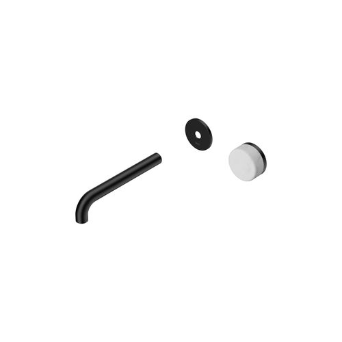 Serenity Wall Basin Mixer 185mm Spout Carrara Handle Matte Black