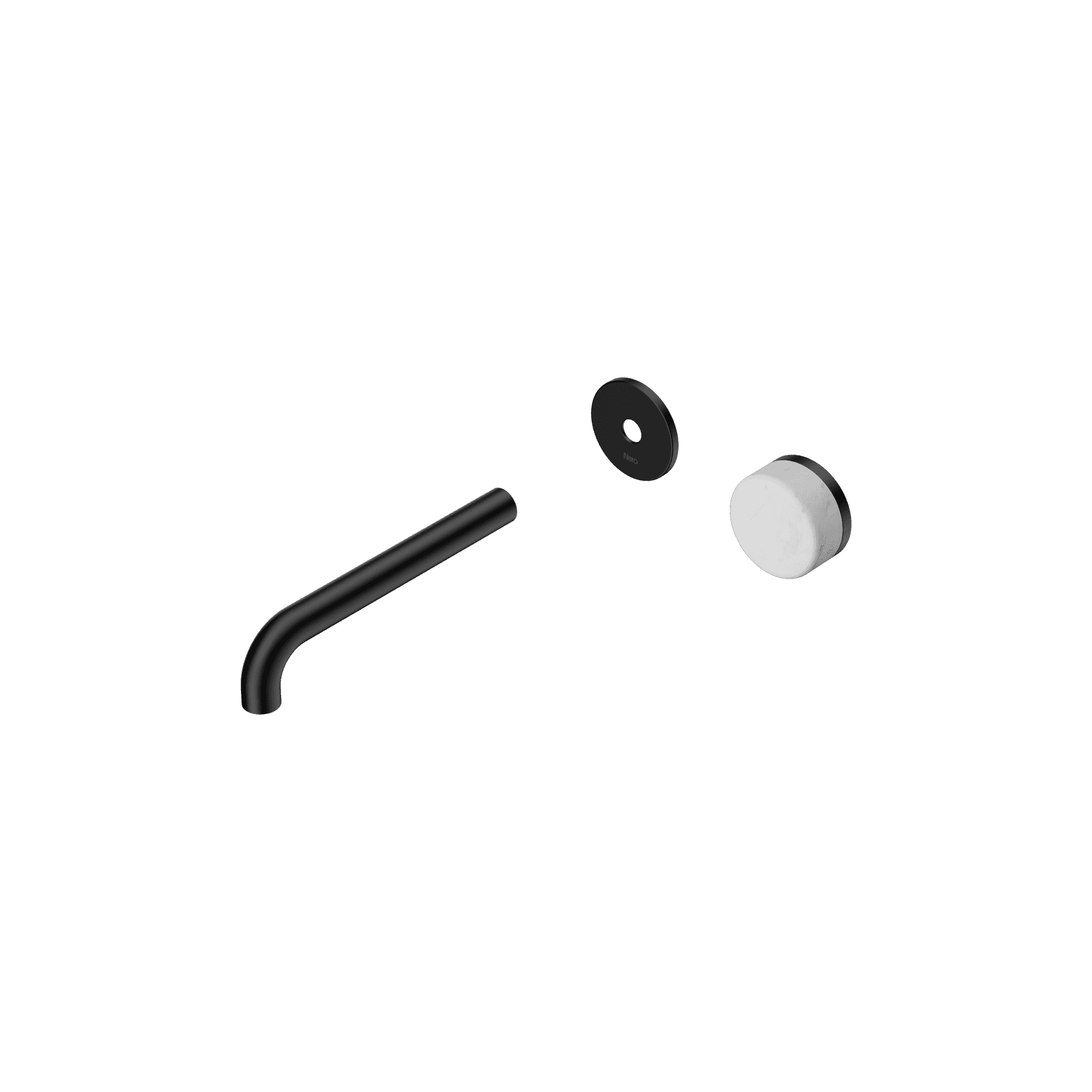 Serenity Wall Basin Mixer 185mm Spout Carrara Handle Matte Black