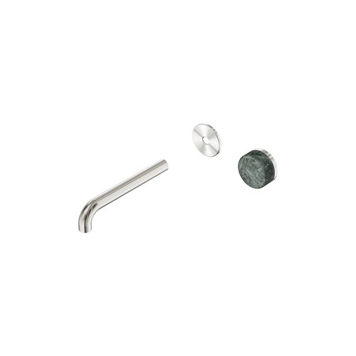 Serenity Wall Basin Mixer 185mm Spout Verde Alpi Handle Brushed Nickel
