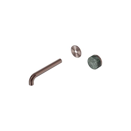 Serenity Wall Basin Mixer 185mm Spout Verde Alpi Handle Brushed Bronze