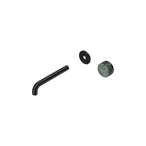 Serenity Wall Basin Mixer 185mm Spout Verde Alpi Handle Matte Black