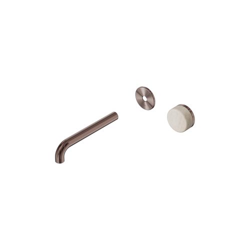 Serenity Wall Basin Mixer 185mm Spout Rome Travertine Handle Brushed Bronze
