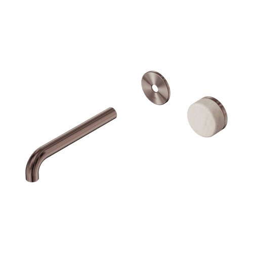 Serenity Wall Basin Mixer 185mm Spout Rome Travertine Handle Brushed Bronze