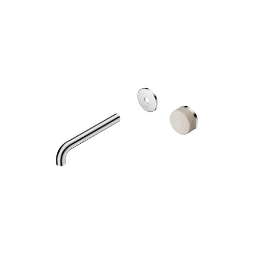 Serenity Wall Basin Mixer 185mm Spout Rome Travertine Handle Chrome
